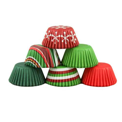 Mini Christmas Themed Cupcake Papers - Click Image to Close